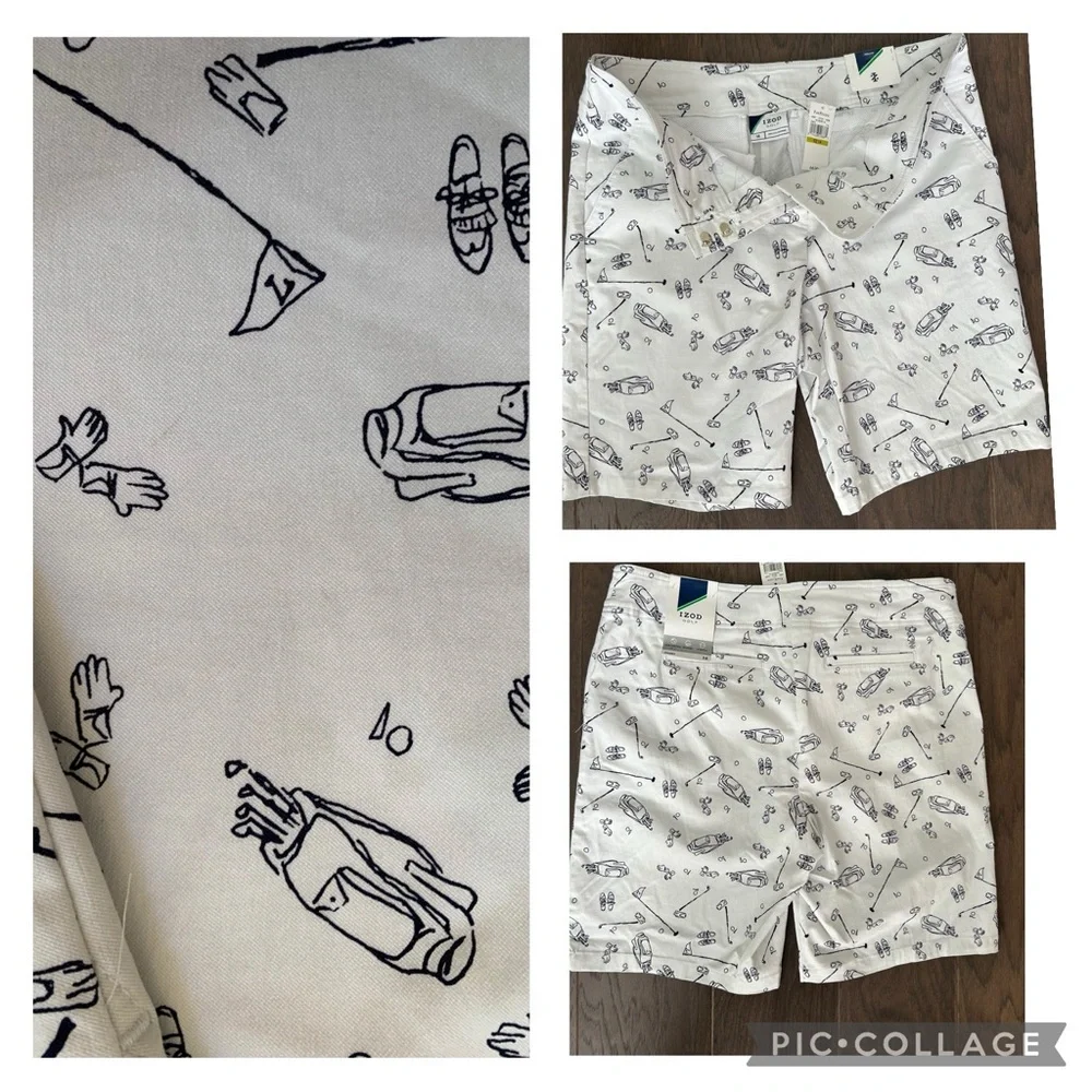 Izod Golf Stretch Chino Graphic Active Performance Shorts NWT